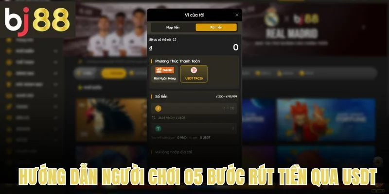 Rút Tiền 2 Hướng dẫn người chơi 05 bước rút tiền qua USDT